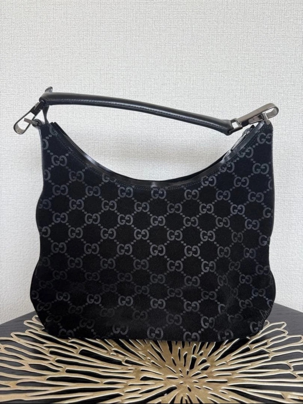 Gucci Black GG Canvas Shoulder Bag